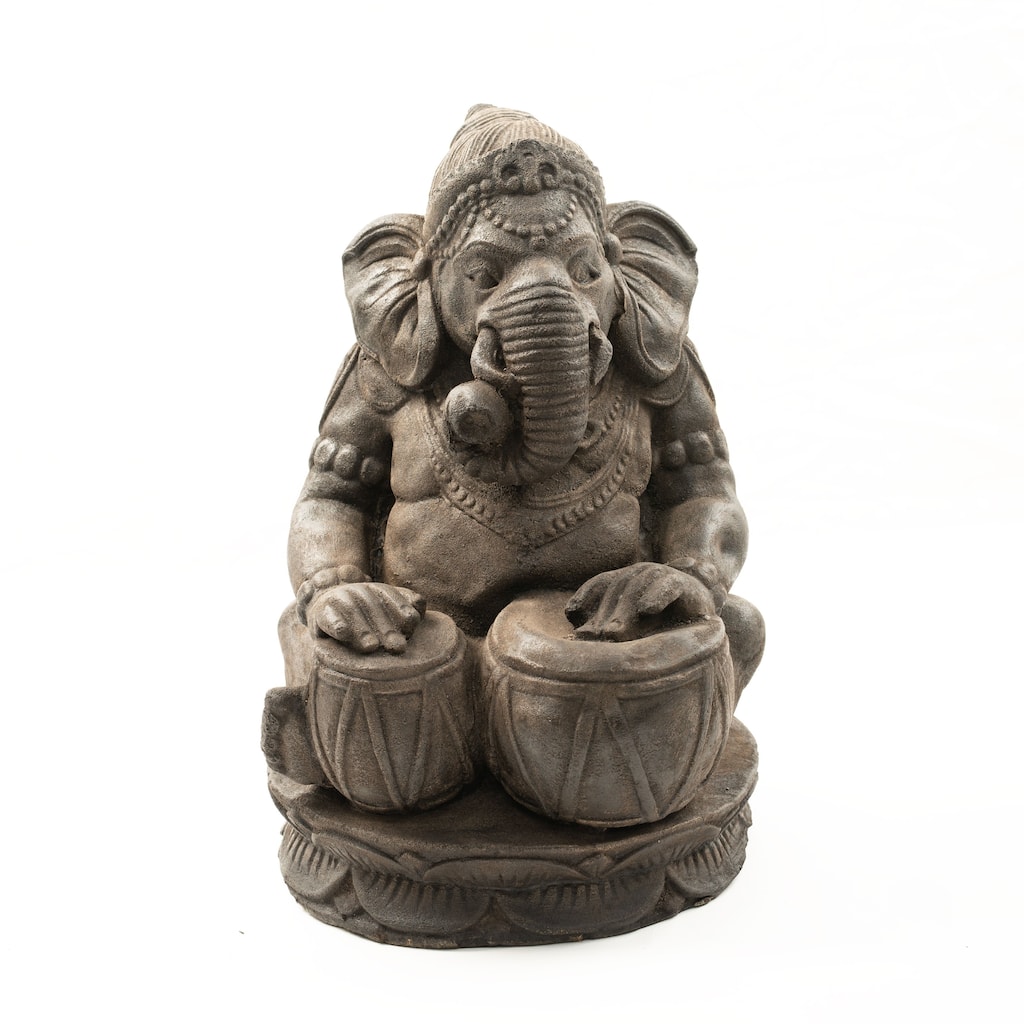 Handmade Stone Tabla Elephant Ganesha Statue (Indonesia)