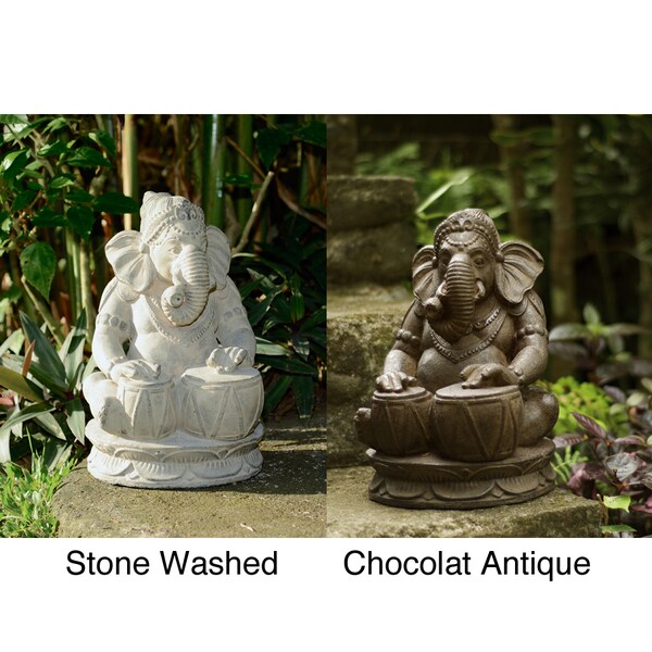 Handmade Stone Tabla Elephant Ganesha Statue (Indonesia)