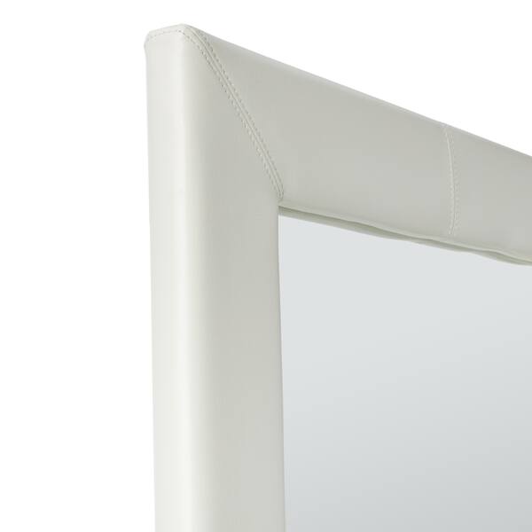 Shop Abbyson Delano Ivory Leather Floor Mirror On Sale