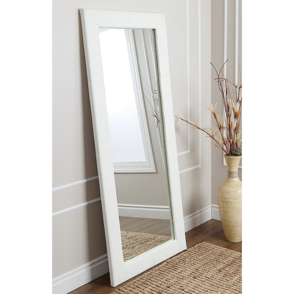 ABBYSON LIVING Delano Ivory Leather Floor Mirror   Shopping