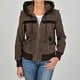 Knoles & Carter Women's Plus Size Suede Sherpa Hood Bomber Jacket ...