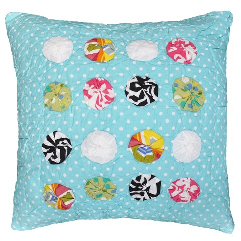 Cottage Home Polka Dot Teal Cotton 16 Inch Throw Pillow