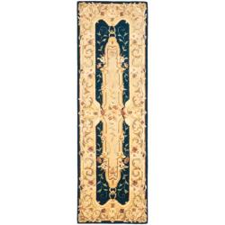 Handmade Aubusson Plaisir Navy/ Beige Wool Rug (2'6 x 12') Safavieh Runner Rugs