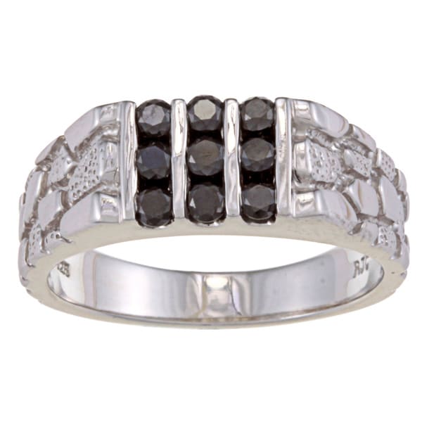 Sterling Silver 1/2ct TDW Men's Black Diamond Ring