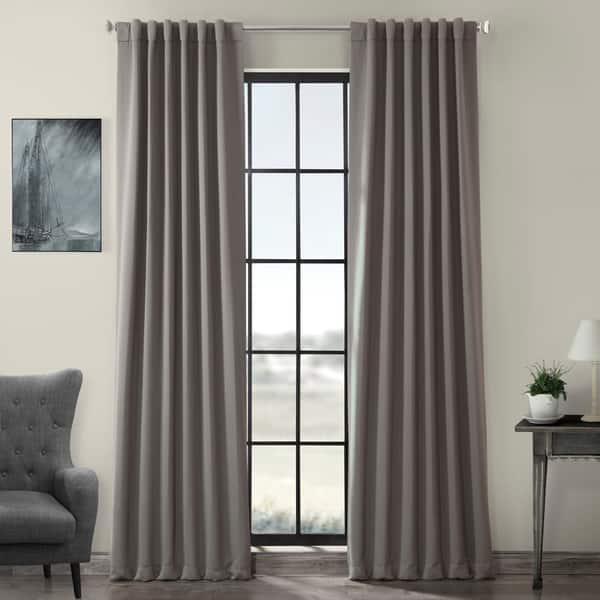 slide 2 of 9, Exclusive Fabrics Neutral Gray Room Darkening Curtain Panel Pair (2 Panels) 50 X 108 - Neutral Grey