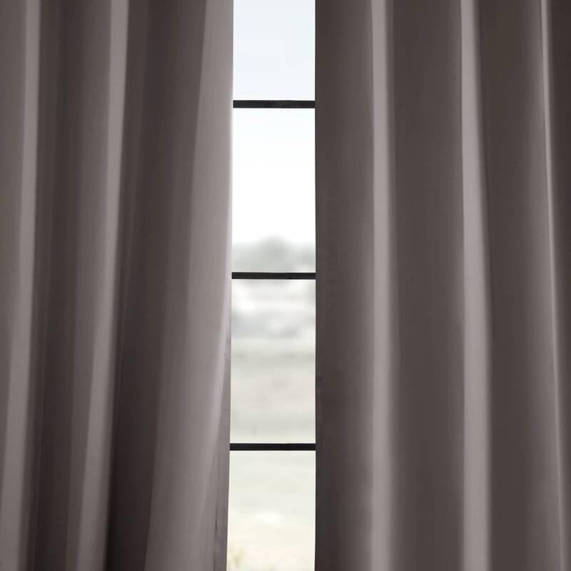 Exclusive Fabrics Neutral Grey Grommet Room Darkening Curtain Panel Pair (2 Panels)