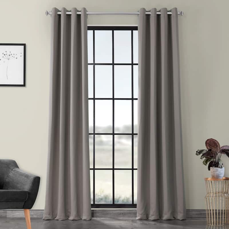Exclusive Fabrics Neutral Grey Grommet Room Darkening Curtain Panel Pair (2 Panels) - 50 X 96 - Neutral Grey