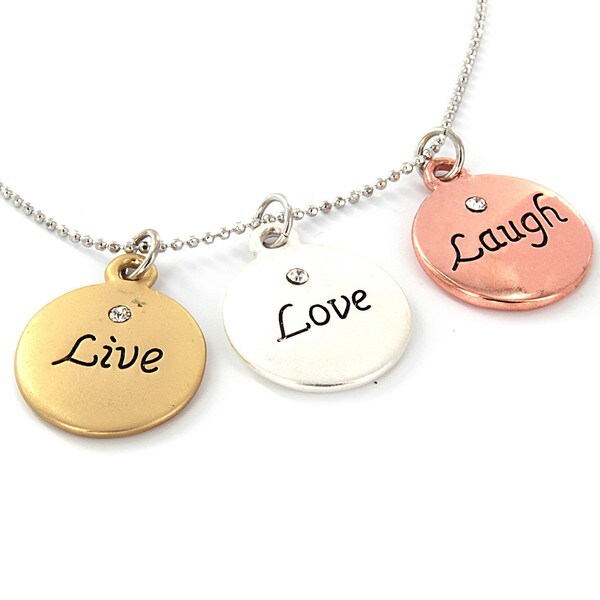 Tritone 'Live' 'Laugh' 'Love' Charm Necklace Free