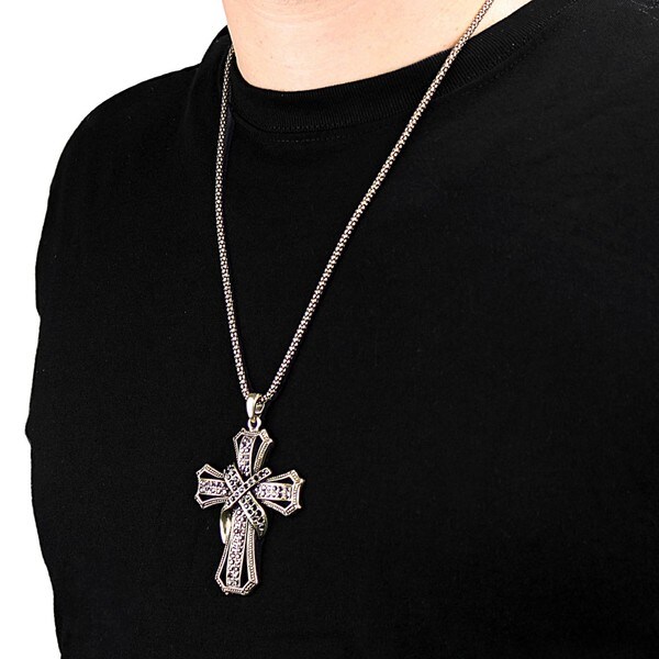 black crystal cross necklace