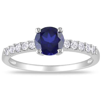 Miadora 10k Gold Created Sapphire and 1/4ct TDW Diamond Ring (G-H, I2)