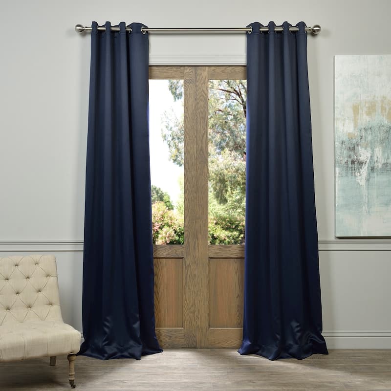 Exclusive Fabrics Navy Blue Grommet Room Darkening Curtain Panel Pair (2 Panels) - 50 X 108 - Navy blue