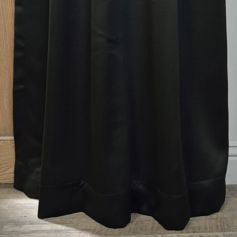 Exclusive Fabrics Jet Black Grommet Room Darkening Curtain Panel Pair ...