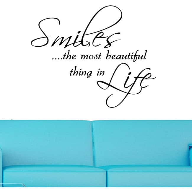 Vinyl 'Smiles...The Most Beautiful Thing in Life' Wall Decal