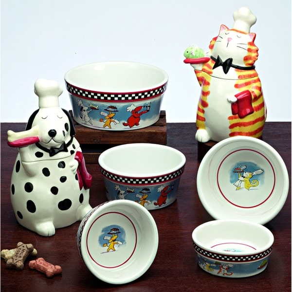 Snoozer Large "Bone Appetite" Dog Bowls and Jars by Tina Ledbetter