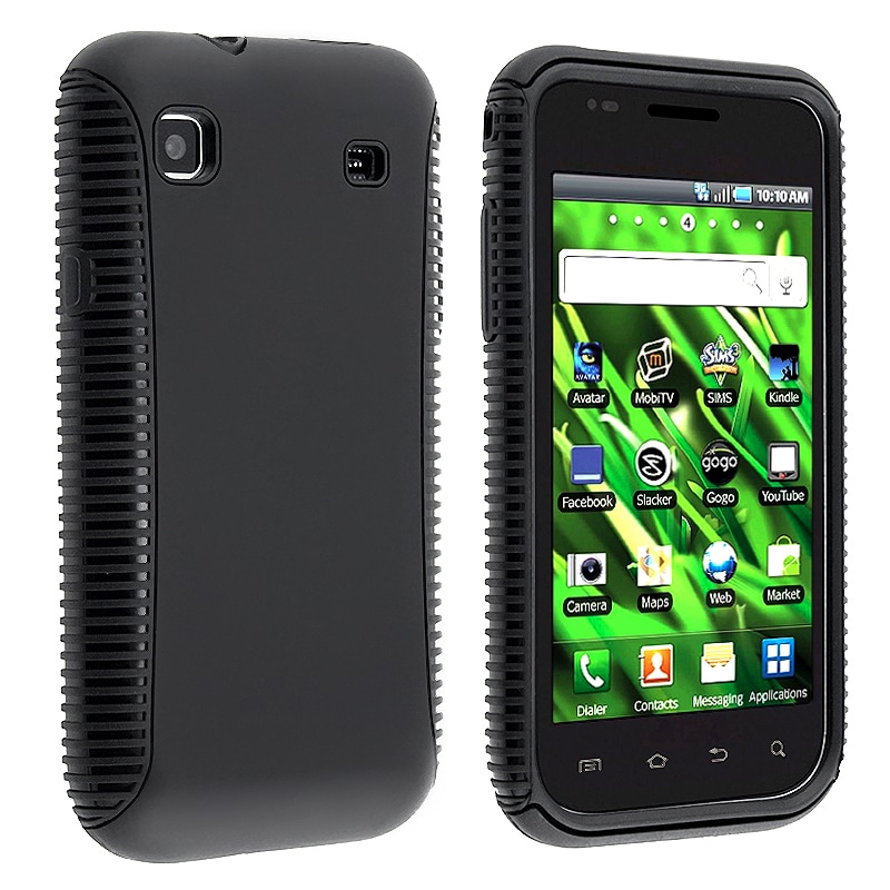 INSTEN Black/ Black Hybrid Phone Case Cover for Samsung Vibrant T959 Cell Phone