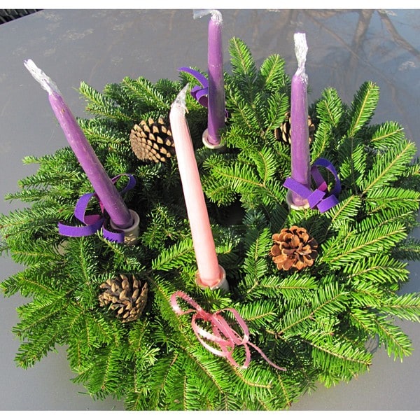 Shop Fresh 20-inch Balsam Advent Wreath Centerpiece - Free Shipping On ...