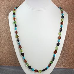 Handtied MultiColor Baltic Amber And Turquoise Nuggets Necklace (Lithuania) Necklaces