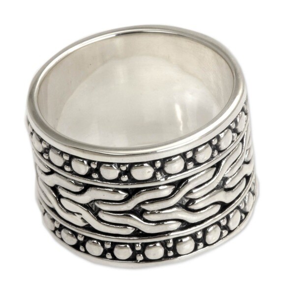 Handmade Water Men's Sterling Silver Ring (Indonesia)