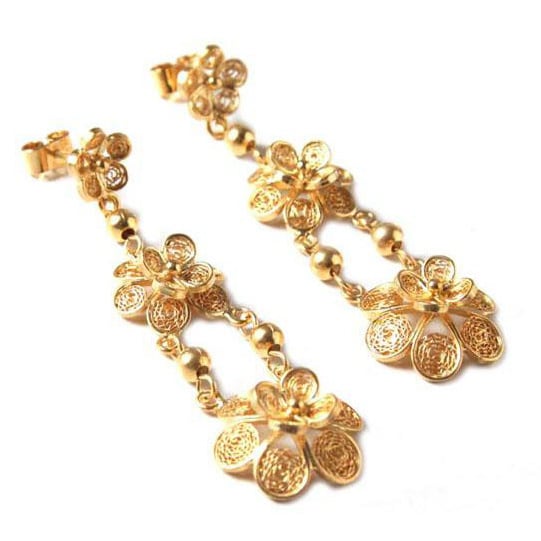 Handmade Gold Vermeil Garlands Chandelier Earrings Peru Handmade Gold Vermeil X27 Garlands Chandelier Earrings