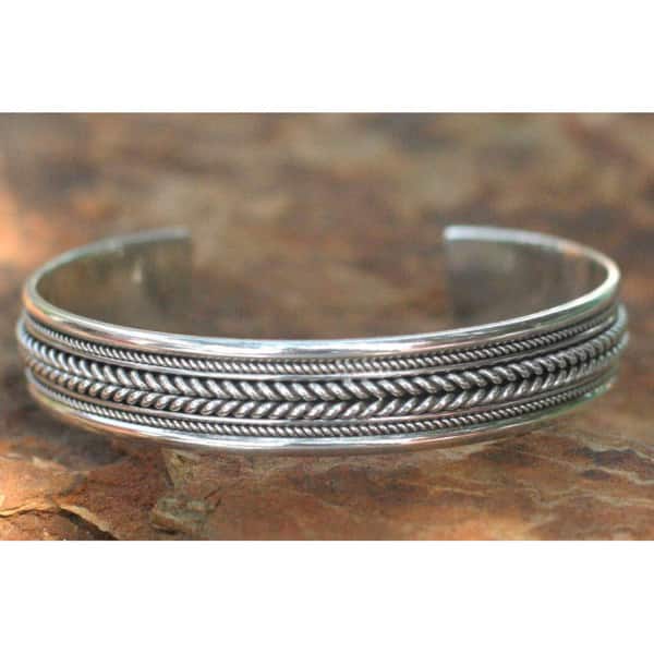 NOVICA Lanna Illusions Braid Patterns Coil Around the Wrist in this 925 Sterling Silver Contemporary Womens Cuff Bracelet