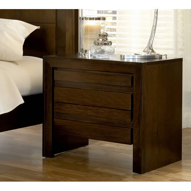 Domusindo 2 drawer Finger Pull Nightstand Brown Size 2 drawer