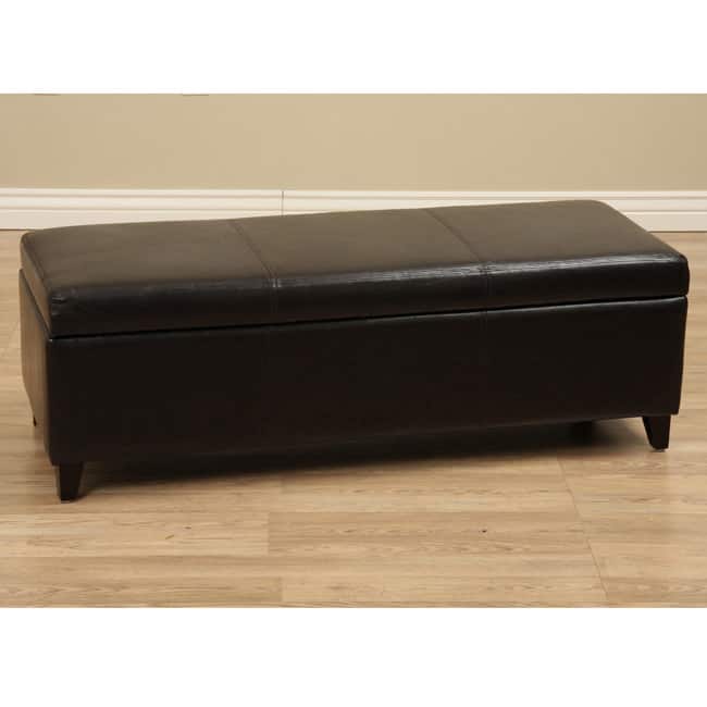 Warehouse of Tiffany Sharon Faux Leather Storage Bench - Brown