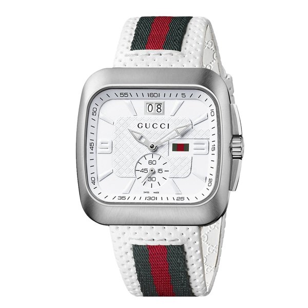 gucci watch men's leather strap