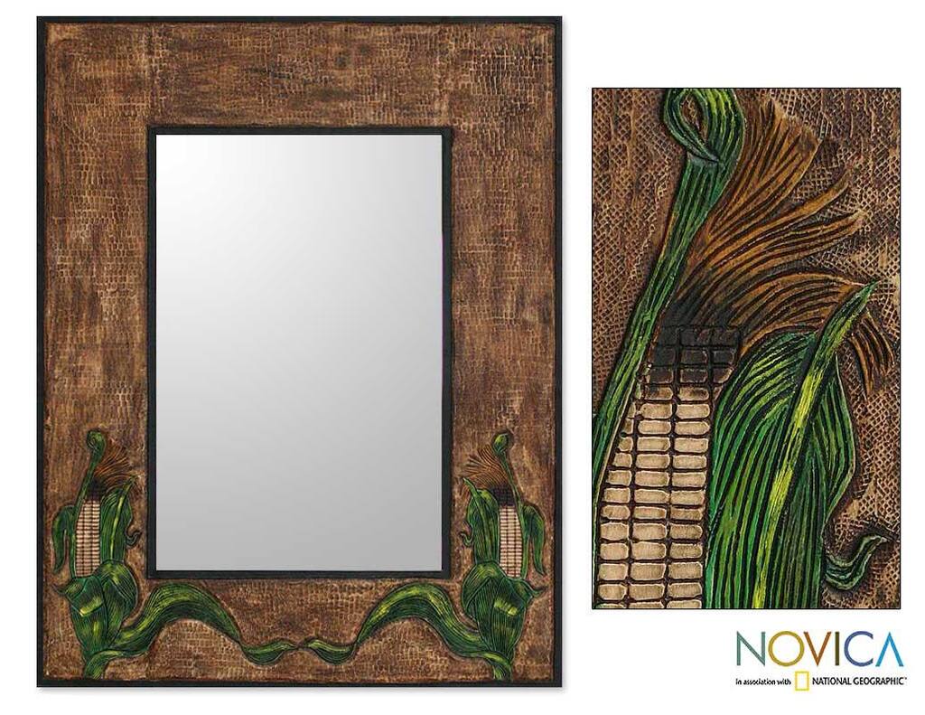 Handmade Leather 'Inca Corn' Mirror (Peru)