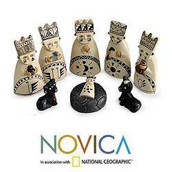 Handmade Born to the Amazons Ceramic Nativity Scene, Set of 8 (Peru)