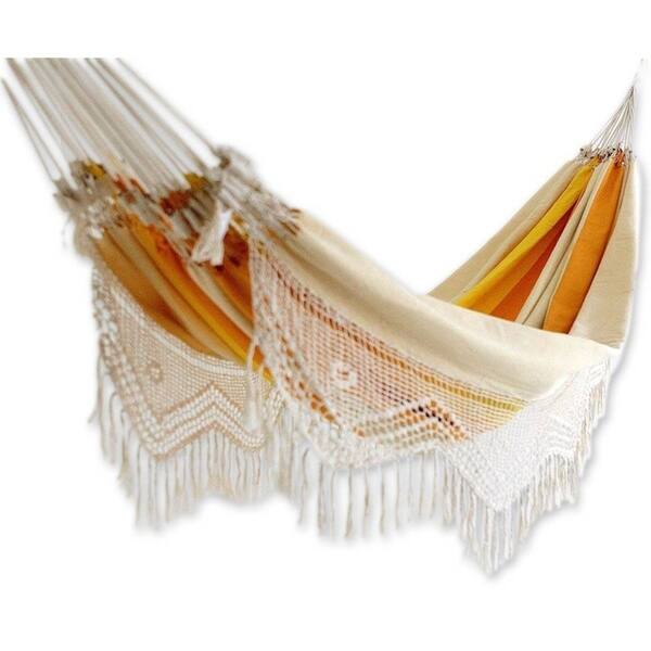 NOVICA Handmade Striped Macrame Double Hammock (Brazil)