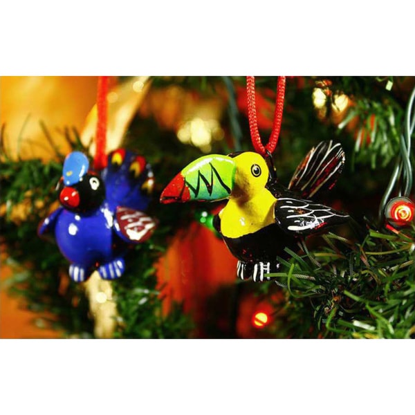 Handmade Set of 6 Ceramic 'Tropical Birds' Ornaments (Guatemala)