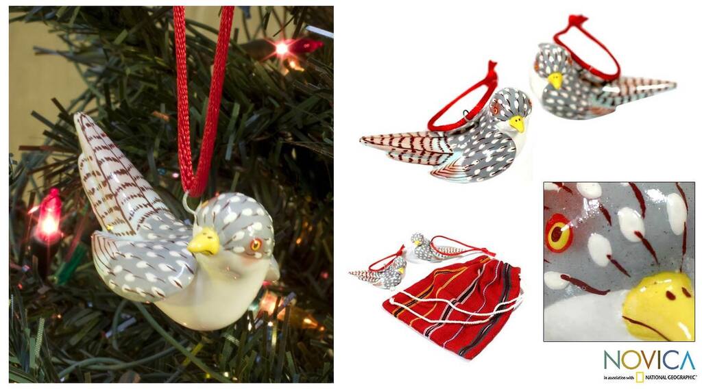 Set of 2 Handmade Ceramic 'Magellan Plover' Ornaments (Guatemala)