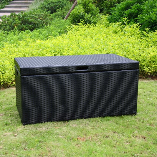 Pensacola Wicker Patio Storage Deck Box by Havenside Home - Black