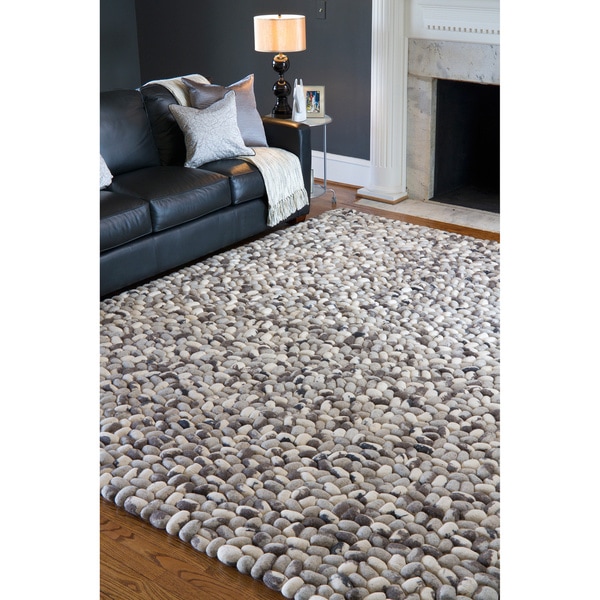 Hand woven Albie Wool Stone Look Textured Rug (8X10)