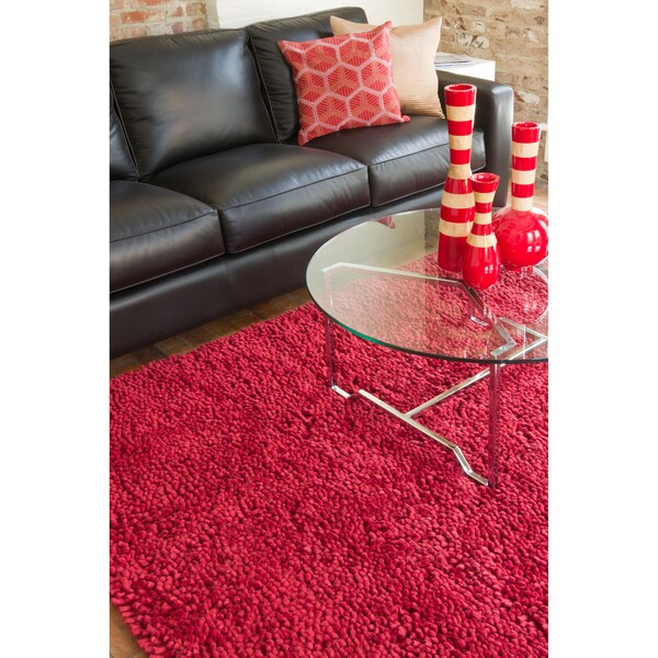 Handwoven Treviso Colorful Plush Shag New Zealand Felted Wool Area Rug