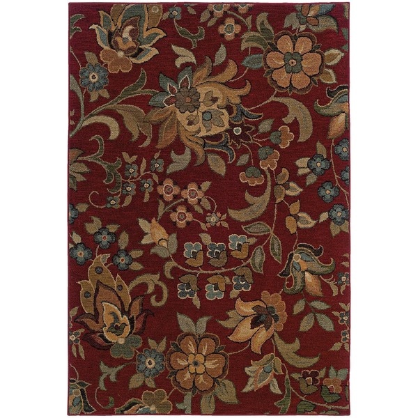 Berkley Red/ Green Floral Area Rug