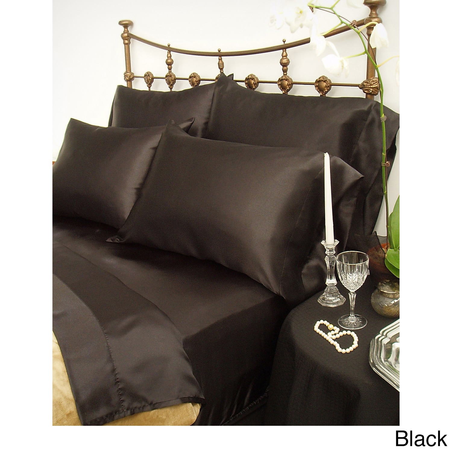 Scent Sation Charmeuse Ii Satin Twin size Sheet Set Black Size Twin