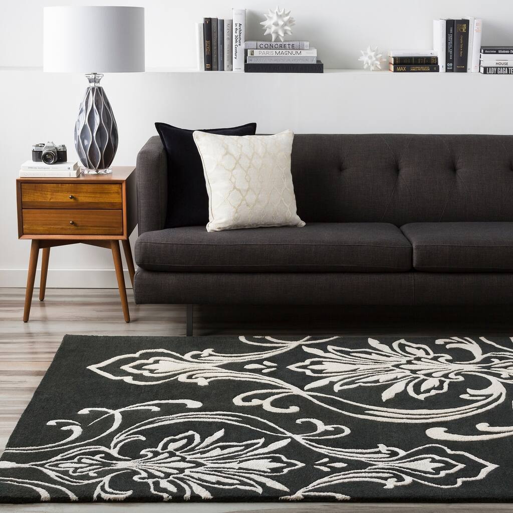Hand-tufted Tux Damask Pattern Wool Area Rug - 9' x 13'
