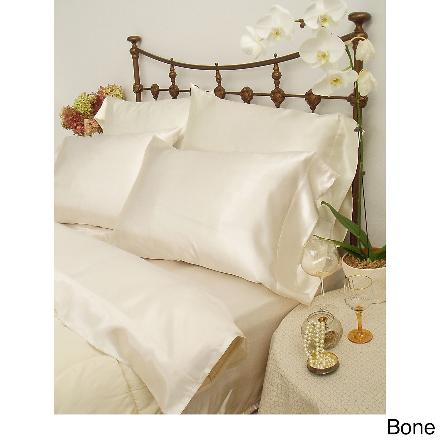 Scent Sation Charmeuse Ii Satin Full size Sheet Set With Bonus Pillowcases Off White Size Full