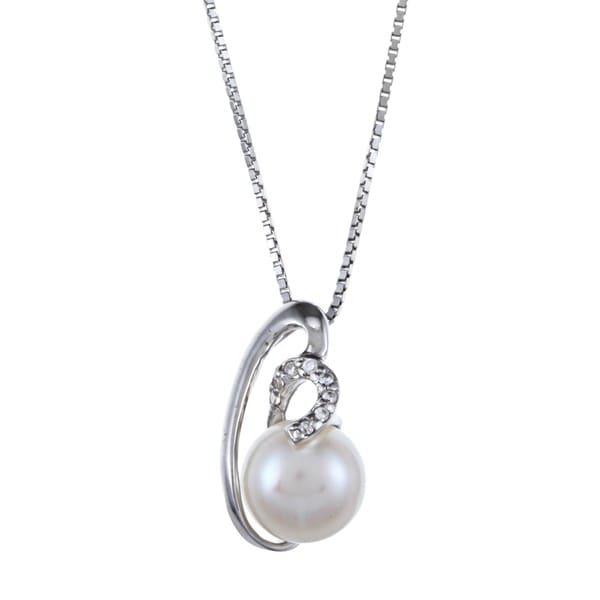 Sterling Silver Womens 1mm Box Chain Pave Cubic Zirconia Filigree Heart Pendant Necklace