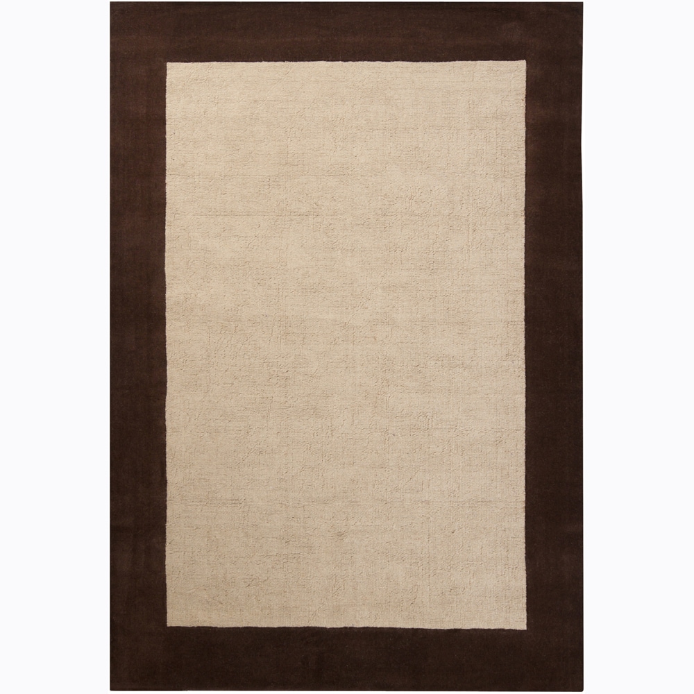 Handwoven Mandara Casual Brown Border Rug (5 X 76)