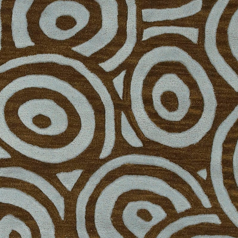 Hand-tufted Contemporary Blue/Brown Circles Celestial New Zealand Wool Abstract Area Rug - 9' x 13' - 9' x 13'