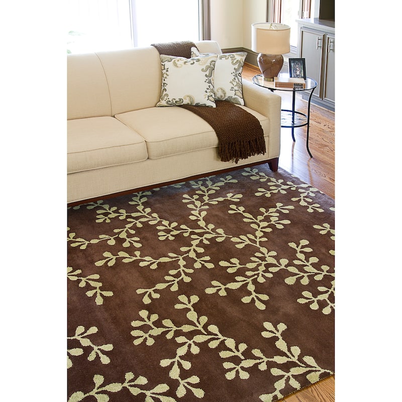 Hand-tufted Alborz New Zealand Wool Area Rug - 9' x 13' - 9' x 13' - 9' x 13' - Brown