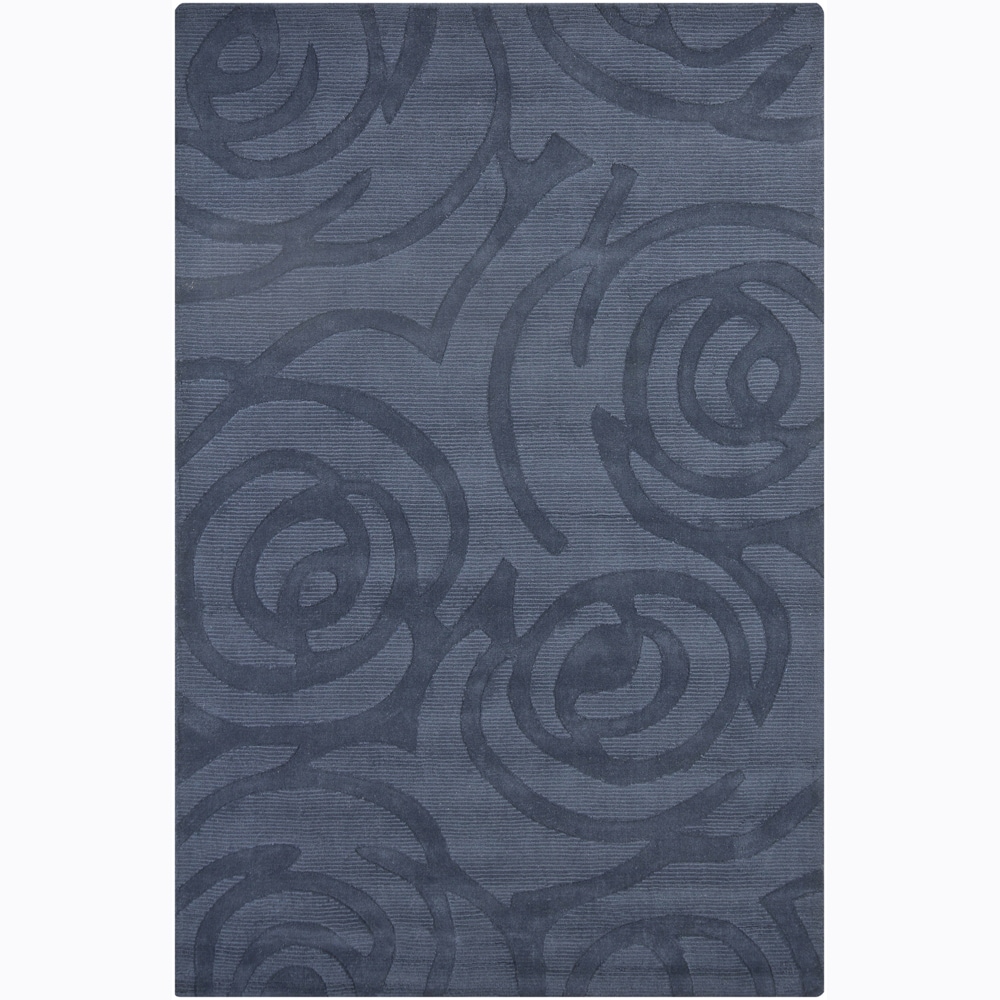 Hand tufted Mandara Gray Floral Wool Area Rug (5 X 76)