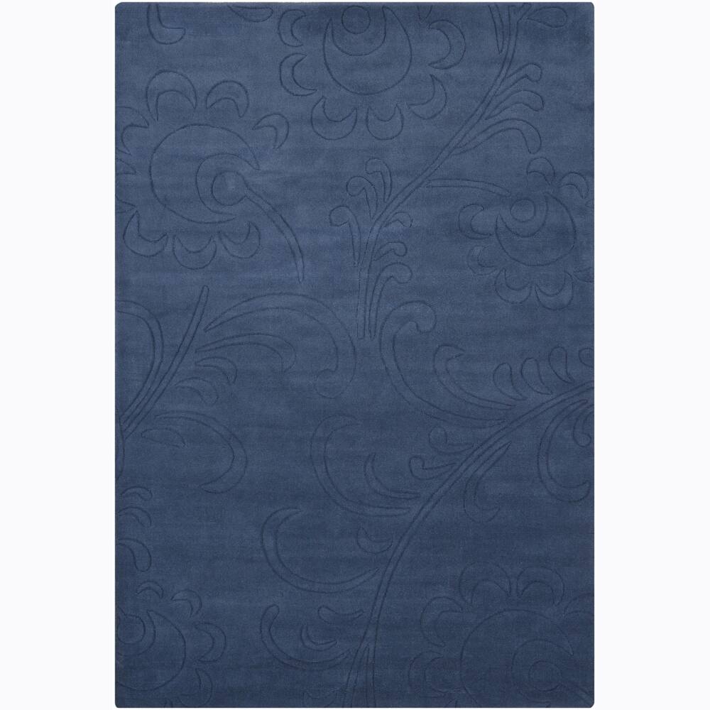 Hand-tufted Mandara Blue Floral Wool Rug - 5' x 7'6