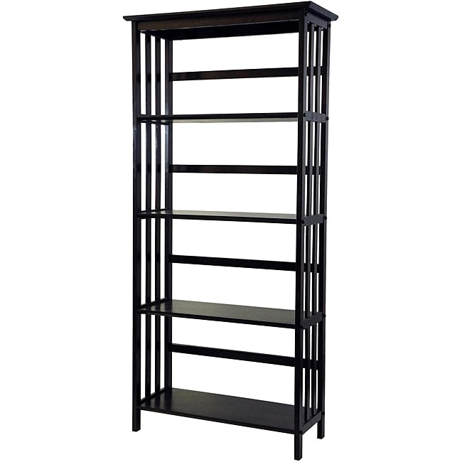 Five Tier Mission Style Espresso Bookcase