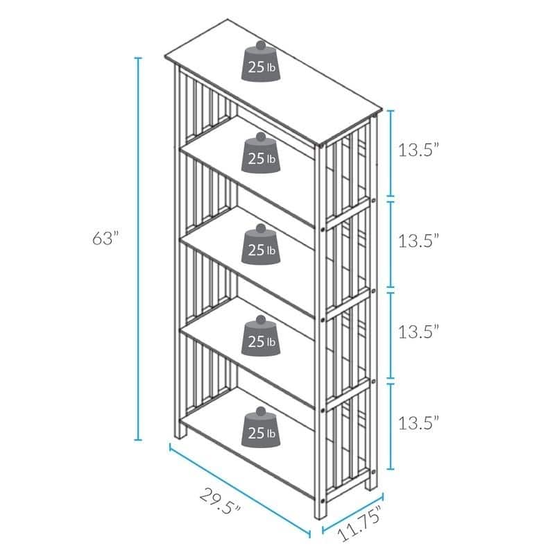 Mission Style 5-Shelf Bookcase
