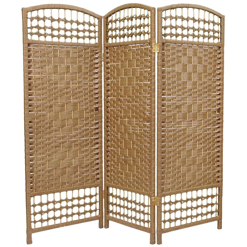 Handmade Fiber Weave 4-foot Room Divider (China) - 3 Panel - Natural