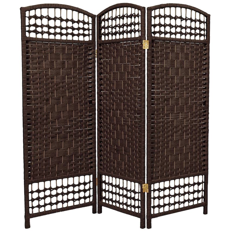 Handmade Fiber Weave 4-foot Room Divider (China) - 3 Panel - Dark Mocha