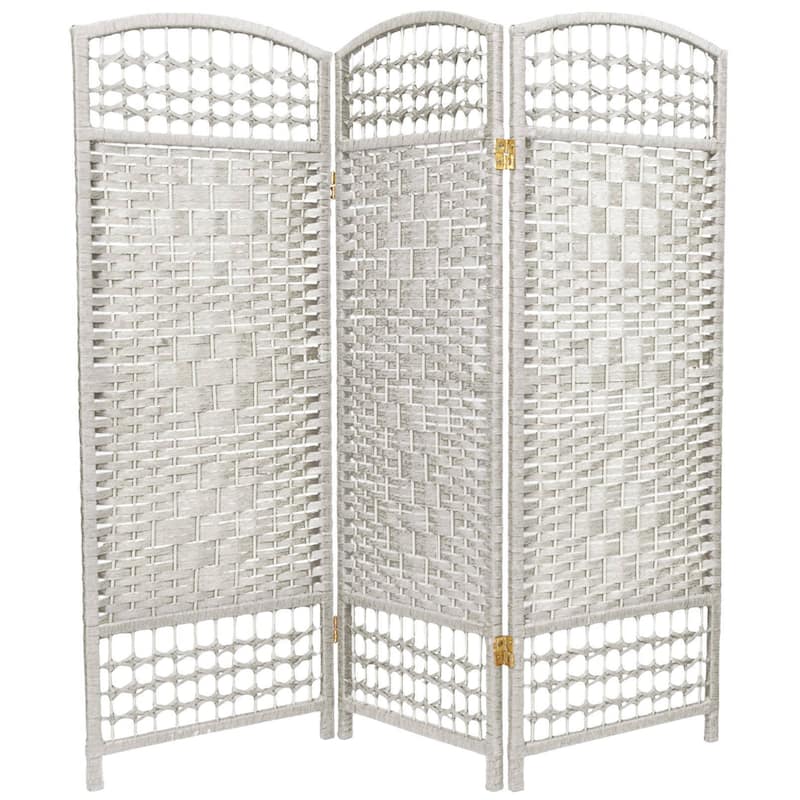 Handmade Fiber Weave 4-foot Room Divider (China) - 3 Panel - White